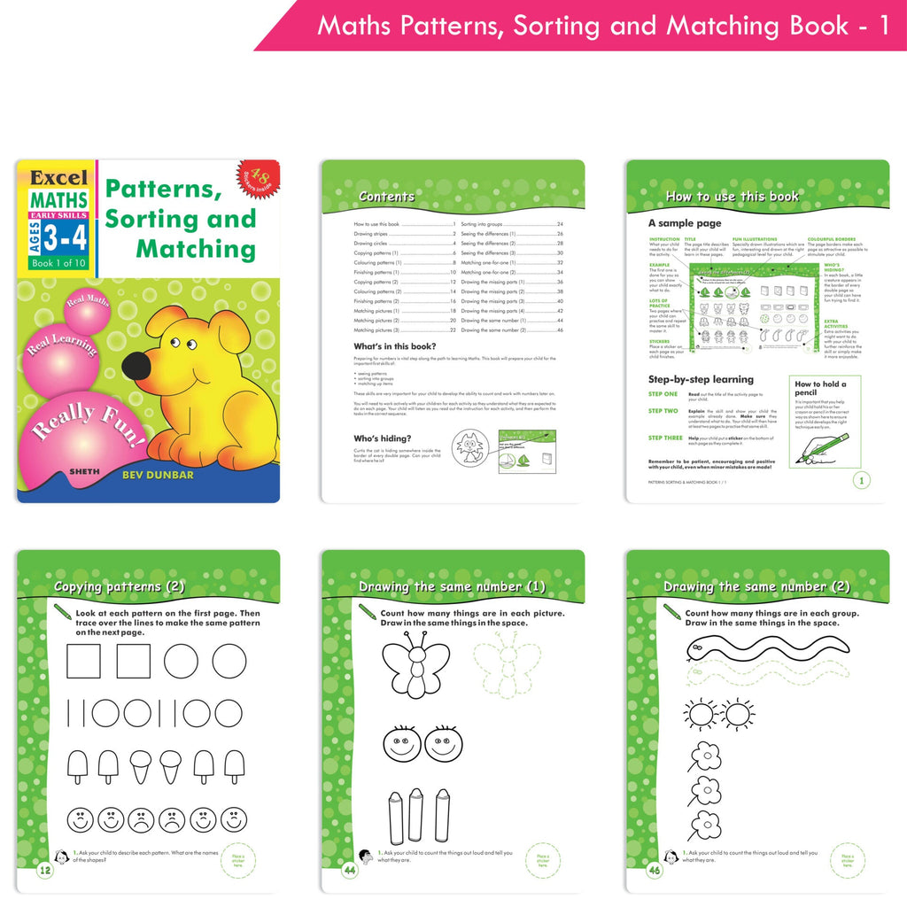 Excel Maths Early Skills Ages 3 - 4 Years (Set of 3) | Mathematics Book for Kids Nursery | Maths Combo Book Set | Grocsy