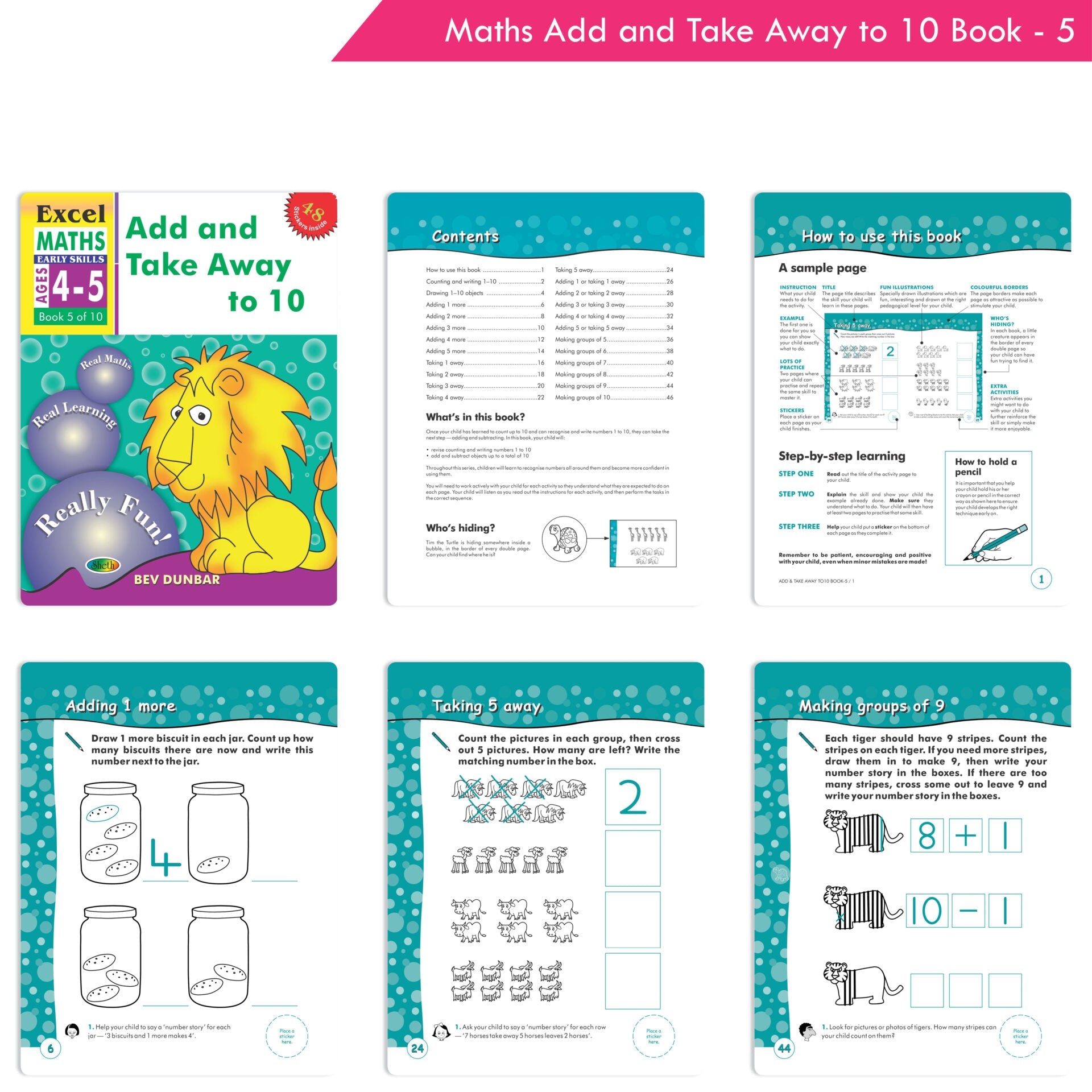 Excel Maths Early Skills Ages 4-5 Year Books for Junior kg| Set of 3| Learn Numbers Add & Take Away, Shapes, Measurement | Grocsy