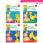 Excel Maths Early Skills Ages 5-6 Year Books for Senior KG| Set of 4| Numbers, Addition, Subtraction, Multiply, Divide | Grocsy