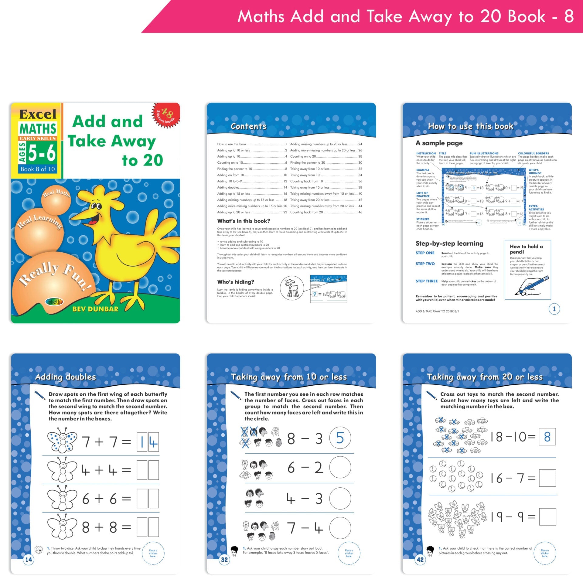 Excel Maths Early Skills Ages 5-6 Year Books for Senior KG| Set of 4| Numbers, Addition, Subtraction, Multiply, Divide | Grocsy