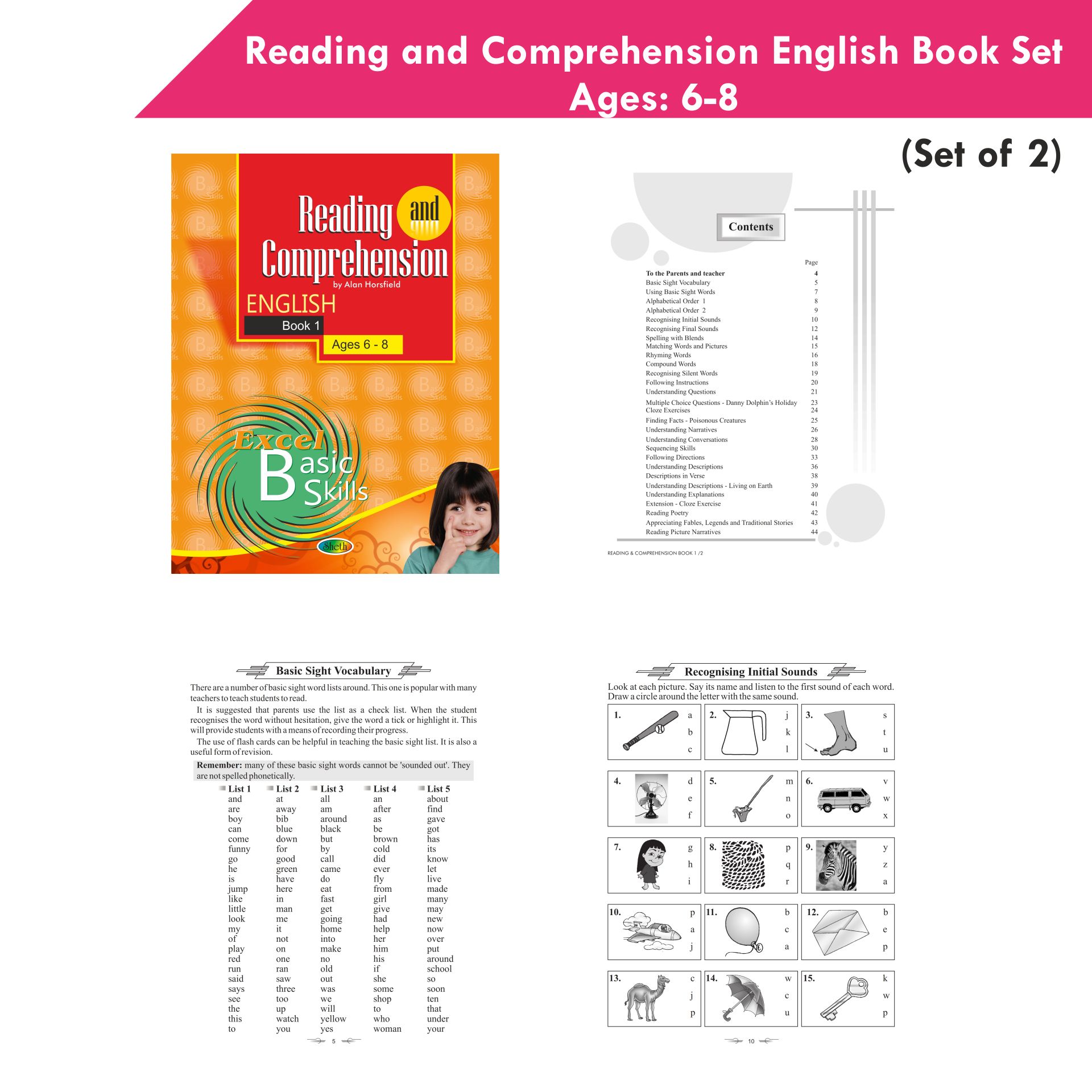 Reading and Comprehension English Book Set Ages 6 - 8 (Set of 2) | Grocsy