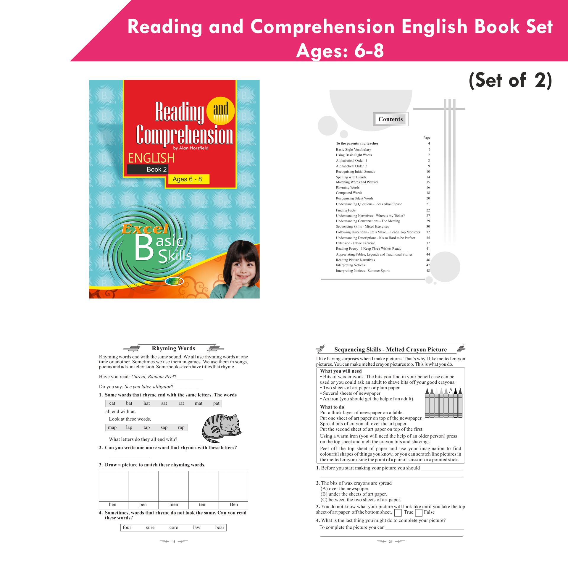 Reading and Comprehension English Book Set Ages 6 - 8 (Set of 2) | Grocsy