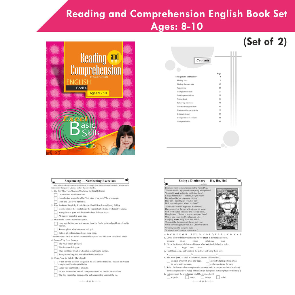 Reading and Comprehension English Book Set Ages 8 - 10 (Set of 2) | Grocsy
