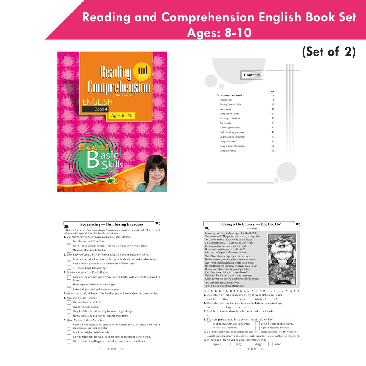 Reading and Comprehension English Book Set Ages 8 - 10 (Set of 2) | Grocsy