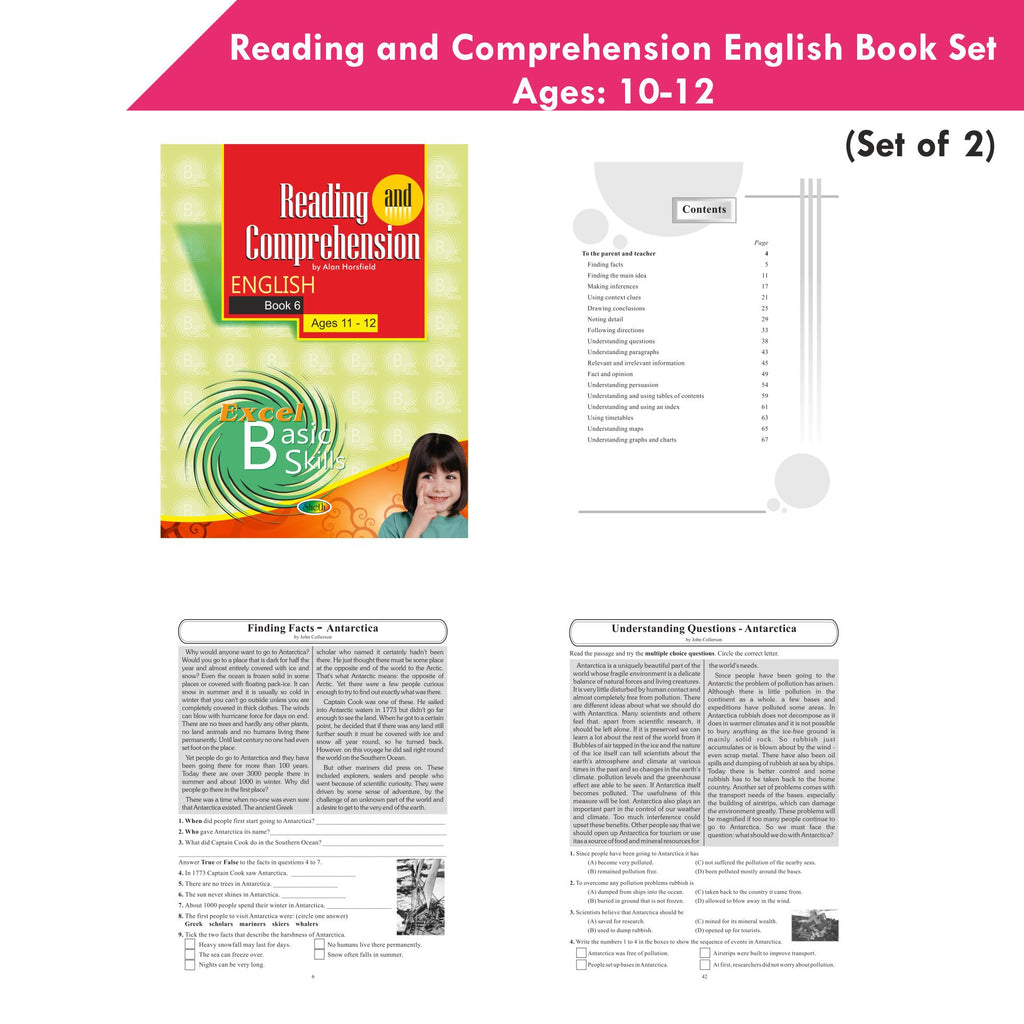 Reading and Comprehension English Book Set ges 10 - 12 (Set of 2) | Grocsy