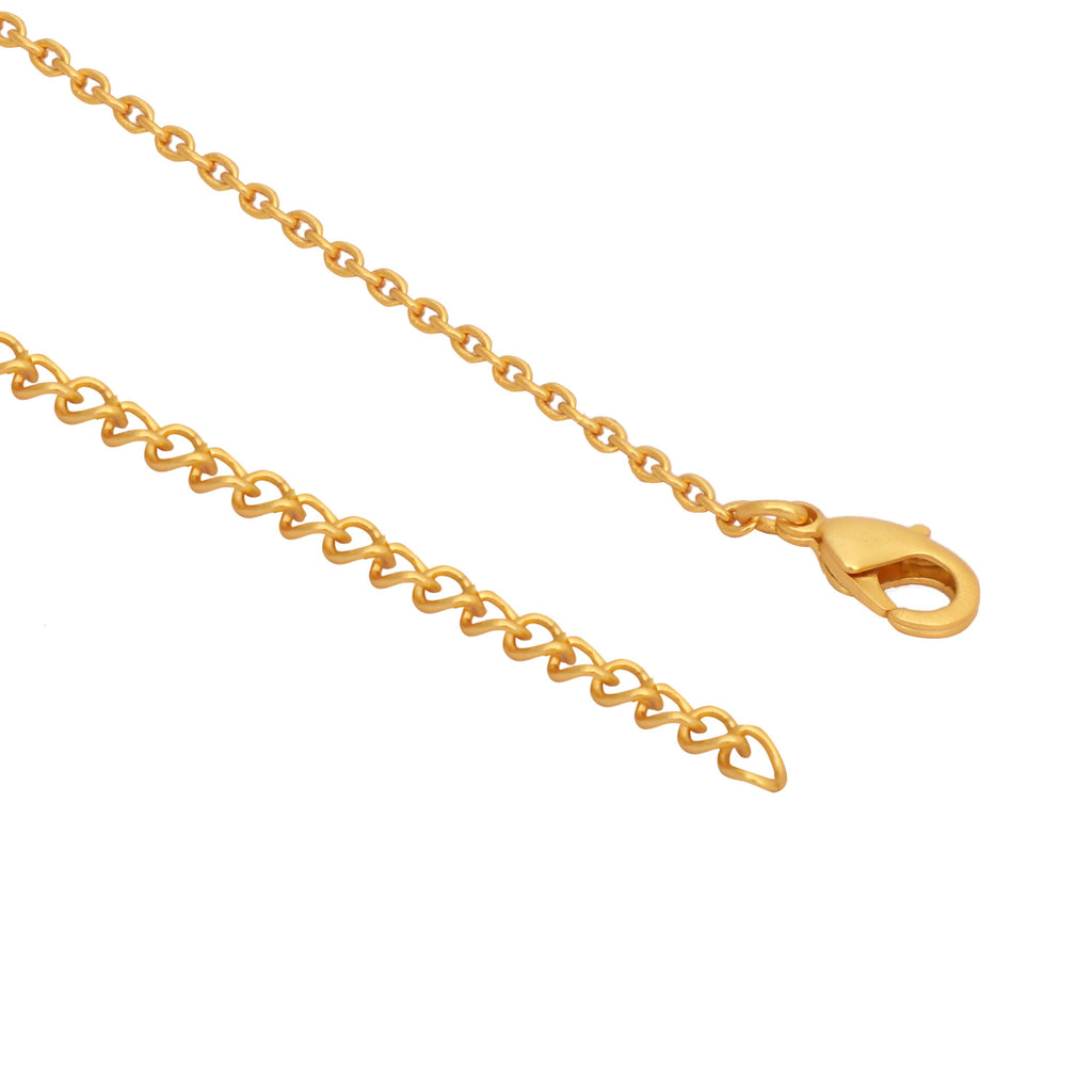 Nuyug 18K Gold-Plated Zircon Studded Minimal Chain Textured Surface Pendant Necklace | Grocsy