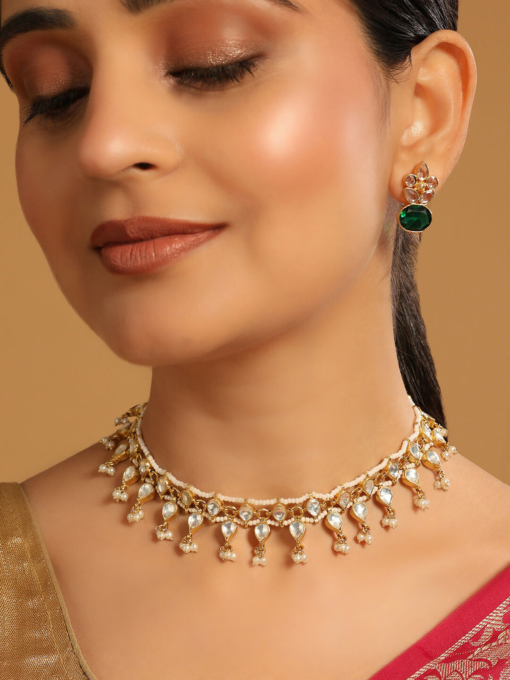 Nuyug 22K Gold Plated Regal Kundan & Pearl Matha Patti | Grocsy