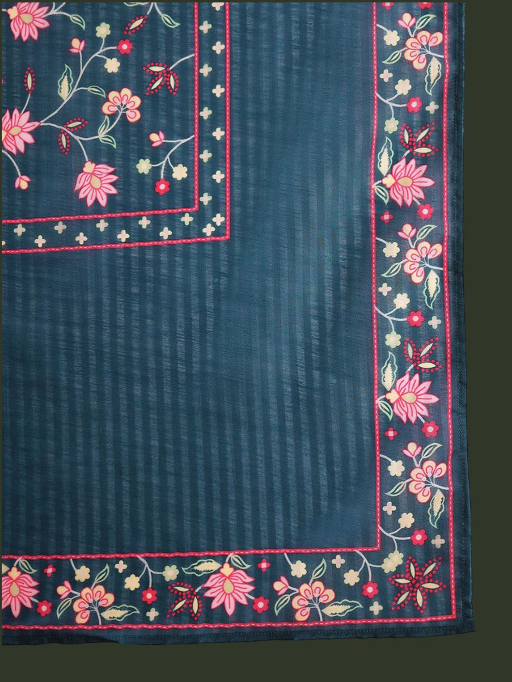 Sangria Floral Embroidered A-Line Kurta & Trousers With Dupatta | Grocsy