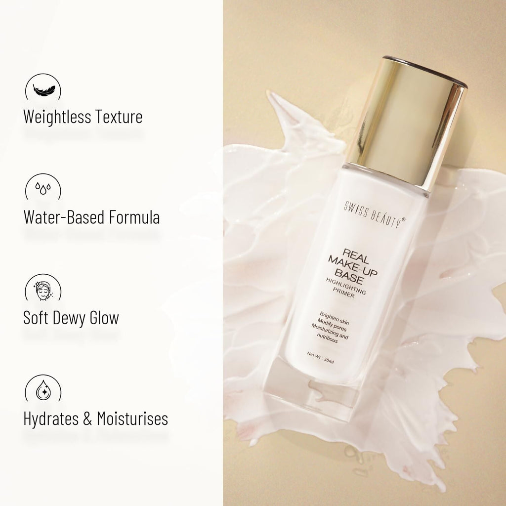 Swiss Beauty Real Makeup Base Highlighting Primer - Shade- Golden Tint | Grocsy