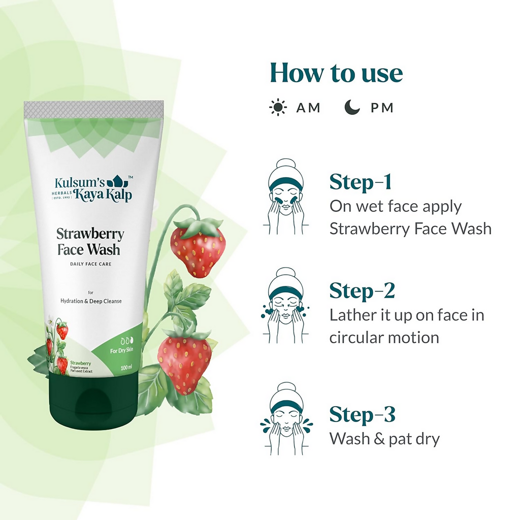 Kulsum's Kaya Kalp Straberry Face Wash For Hydration & Deep Cleanse | Grocsy