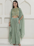 Joban Fashion Green Georgette Cape Inner And Shirt Set | Grocsy