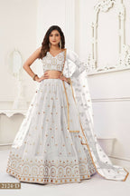 Eilara White Net Sequin Work Lehenga | Grocsy