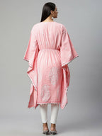 Ahalyaa Women Pink Pure Cotton Printed Kaftan Kurta | Grocsy