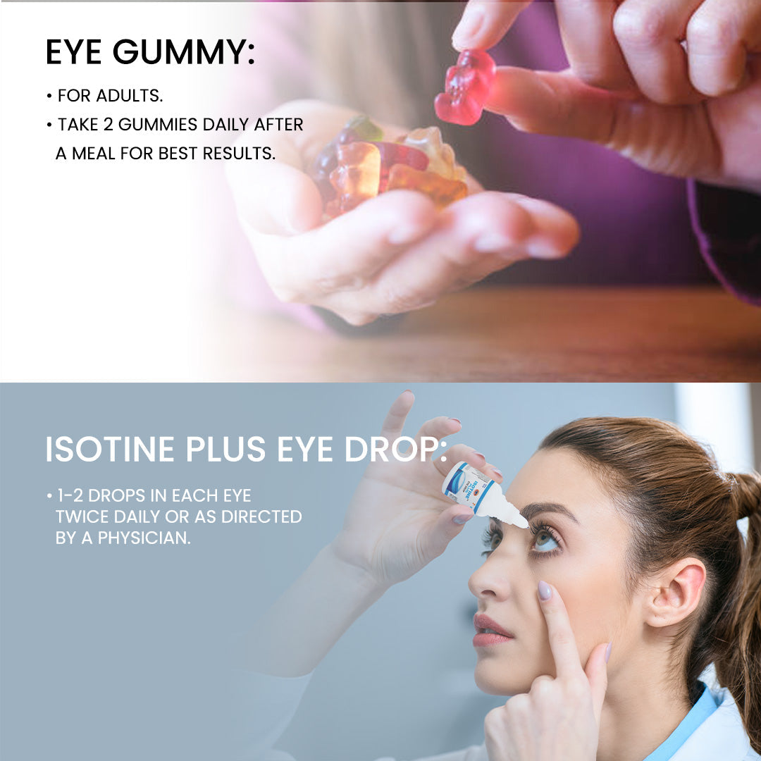Jagat Pharma Isotine Eye Gummy (Kids) + Isotine Plus Combo: For Vibrant Vision and Lasting Eye Health | Grocsy