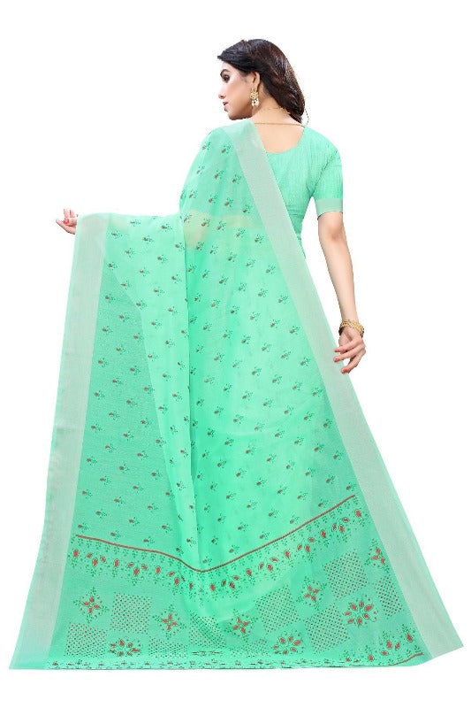 Vamika Green Chanderi Designer Saree (DIYA GREEN) | Grocsy
