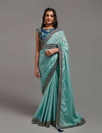 PR Fashion Sky Chinon Embroidery Lace Saree | Grocsy