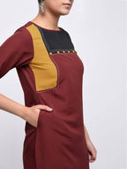 Aniyah Crepe Color Block Straight Brown Kurta (AN-139K) | Grocsy