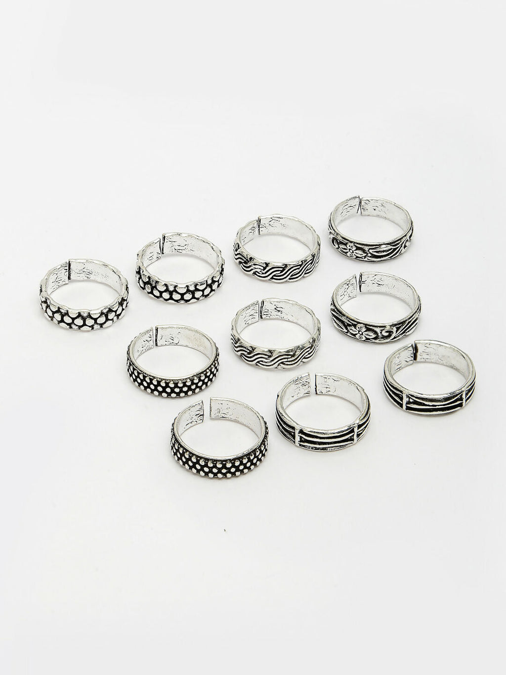 NVR Women's Set of 5 Silver-Plated German Silver Toe Ring | Grocsy