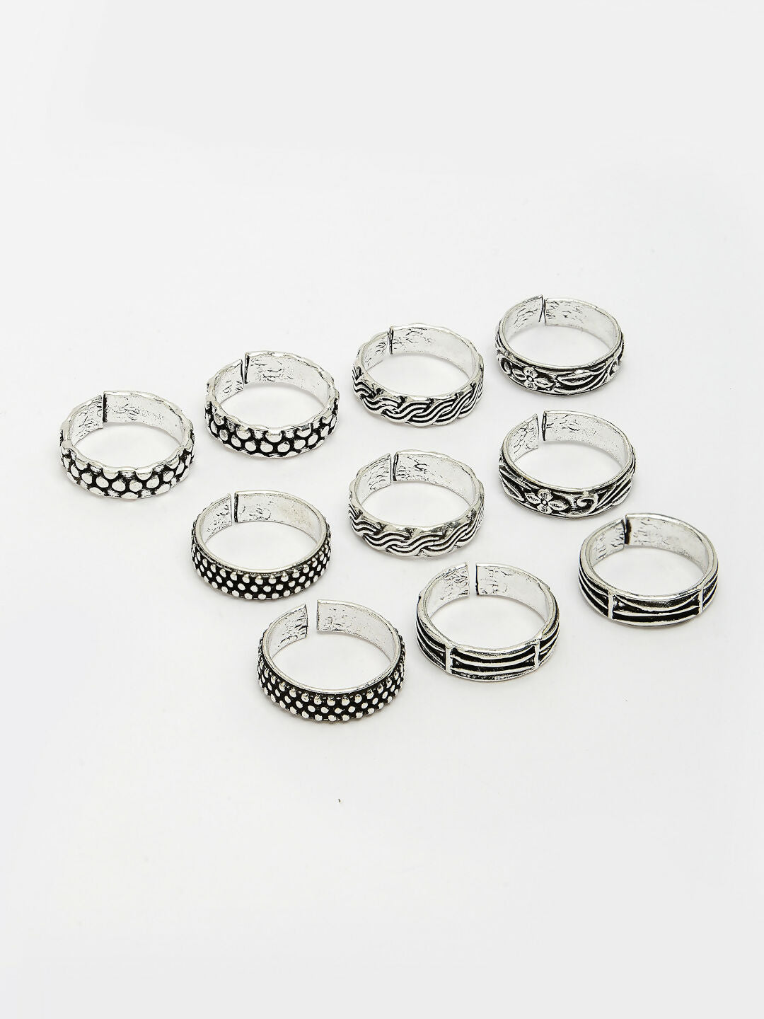 NVR Women's Set of 5 Silver-Plated German Silver Toe Ring | Grocsy