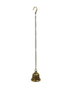 CraftVatika Gold-Toned Brass Hanging Bell with Attached Chain & Hook | Grocsy