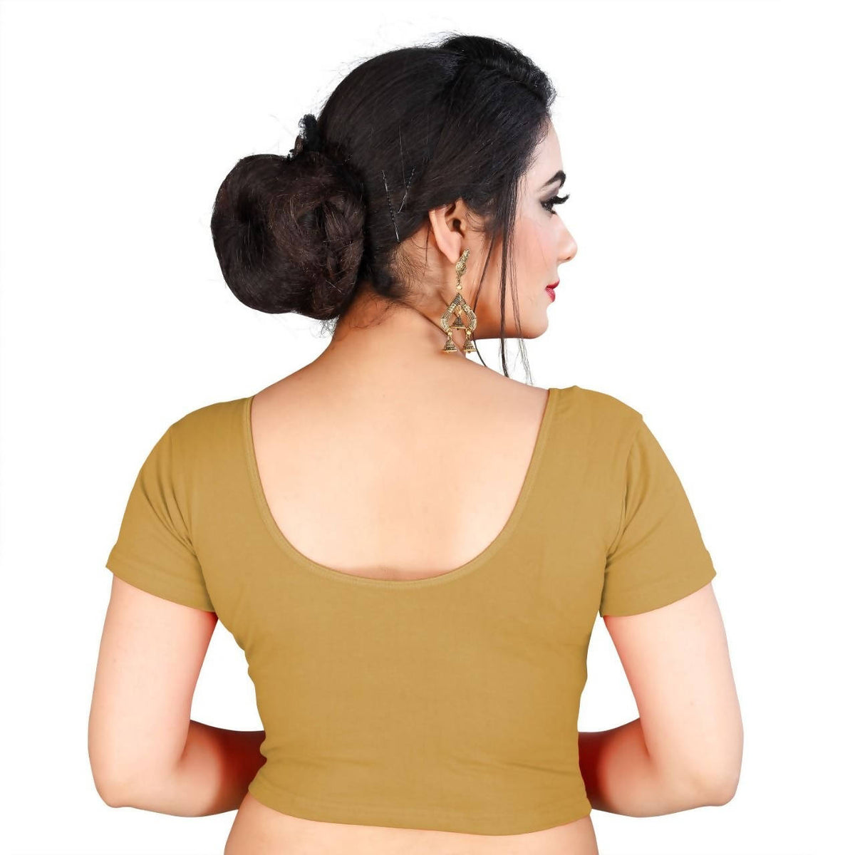 Vamika Beautiful Mustard Lycra Plain Blouse | Grocsy