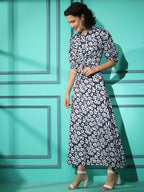 Purple Crepe Floral Printed Top with Matching Skirt - Shivani | Grocsy