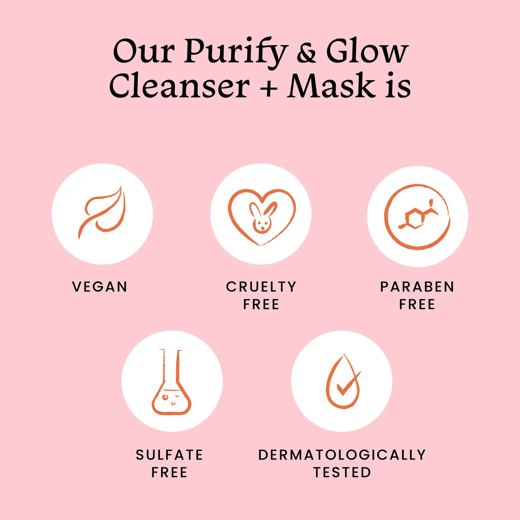 Foxtale Purify & Glow Cleanser + Mask With French Pink Clay & Sodium | Grocsy