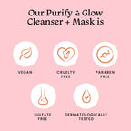 Foxtale Purify & Glow Cleanser + Mask With French Pink Clay & Sodium | Grocsy