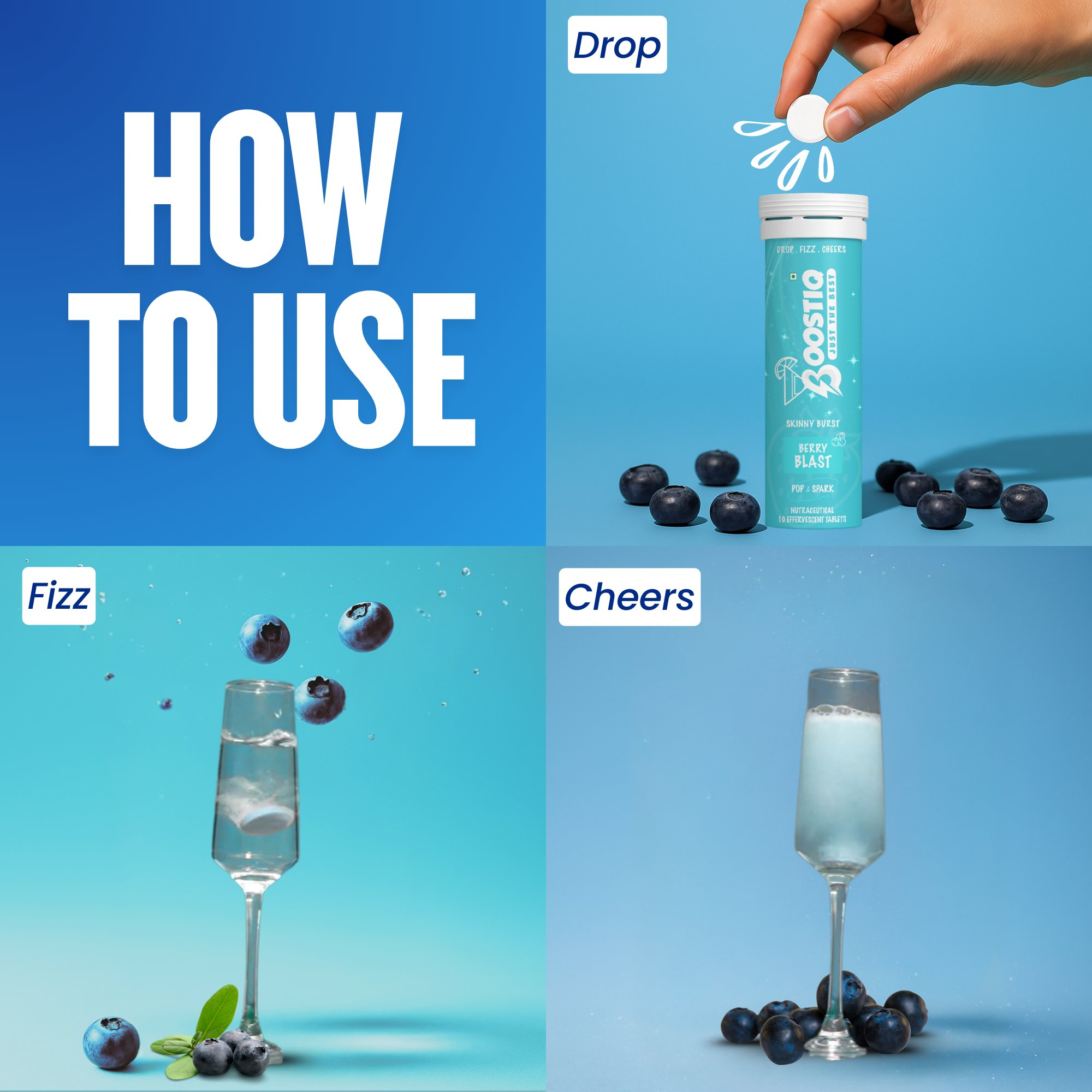BOOSTIQ Pop & Spark Effervescent Tablets - Berry Blast | Grocsy
