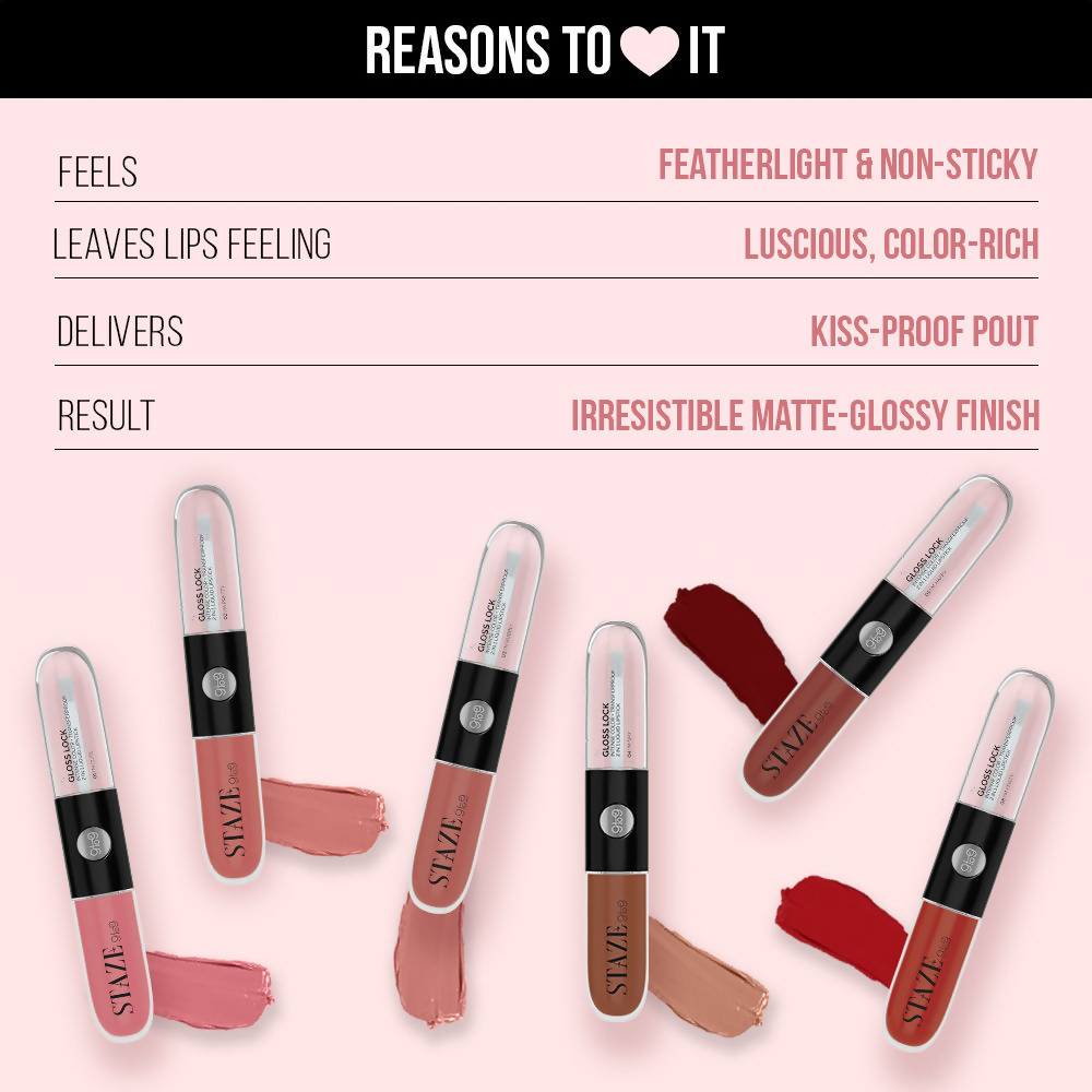 Staze 9To9 Gloss Lock 2-In-1 Liquid Lipstick - 06 Im Feisty | Grocsy
