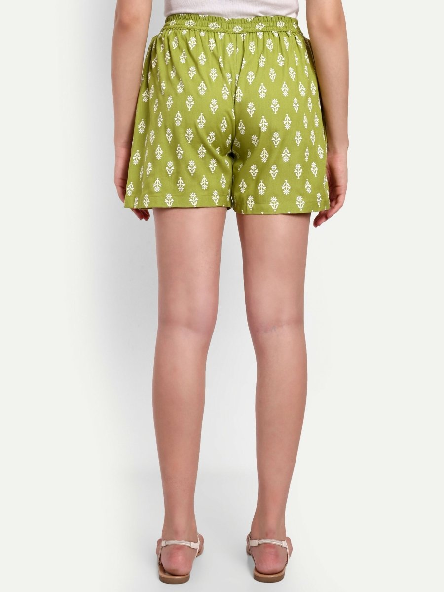 Alvano Beautiful Printed Green Boxer Shorts Night Shorts, Night Shorts, Bermuda Shorts | Grocsy