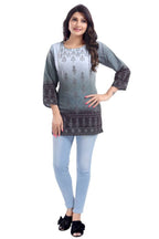 Snehal Creations Gray Color Faux Crepe Printed Short Kurti Tunic | Grocsy