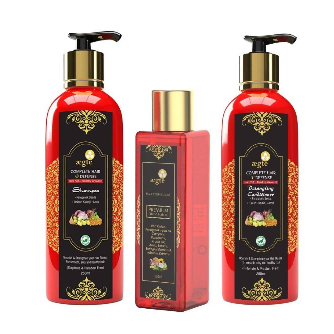 Aegte Onion Anti Hair Fall Kit (Onion Hair Oil, Onion Shampoo & Onion Conditioner) | Grocsy