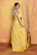 Very Much Indian Handblock Printed Cotton Saree With Natural Dyes - Yellow | Grocsy