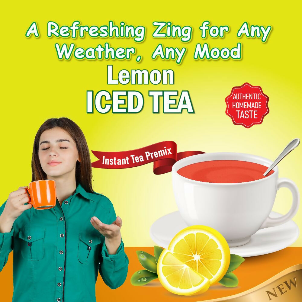 Naivedyam Lemon Iced Instant Tea Premix Powder Sachets | Grocsy