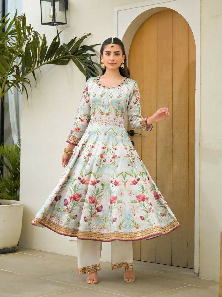 Functional Designer Sky Jam Silk Anarkali suit with Dupatta-Anbazaar | Grocsy