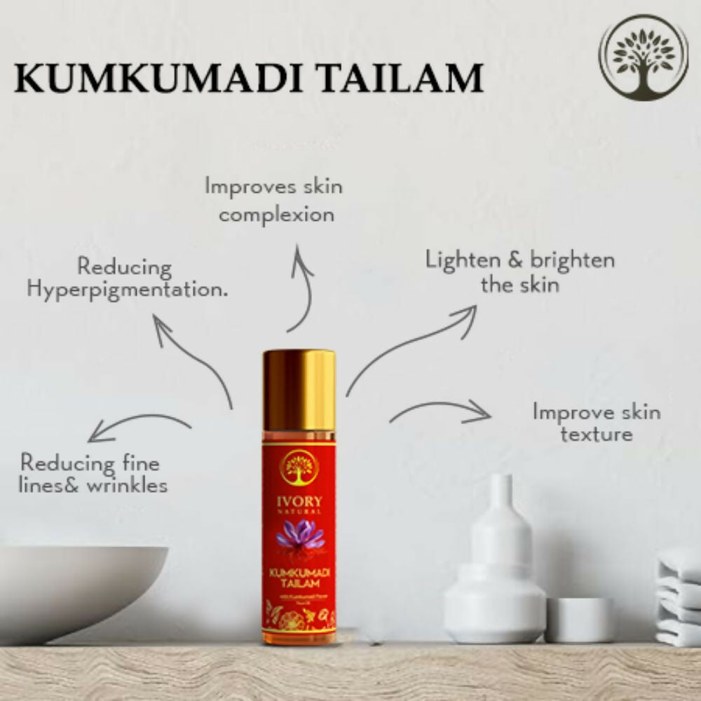 Ivory Natural Kumkumadi Tailam Face Oil - Saffron And Lotus Essence For Skin Revitalization | Grocsy