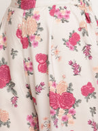Ahalyaa Women Beige Floral Printed Regular Gotta Patti Kurta with Palazzos & With Dupatta | Grocsy