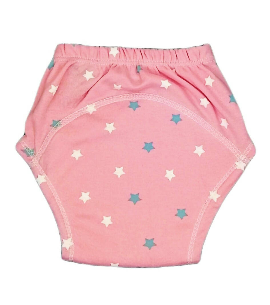 Kindermum Cotton Padded Pull Up Training Pants/Padded Underwear For Kids Peachy Star & Green Car-Set of 2 pcs | Grocsy