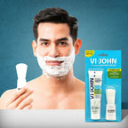 VI-JOHN Dermatologically Tested Premium Purifying Charcoal Shaving Cream With Shaving Brush Enriched with Aloevera & Jojoba Oil Free From Silicone, Paraben & Mineral Oil | Grocsy