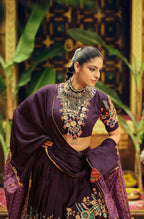 Teeya Creation Wine Colour Rayon Silk Digital Print Fully Stitched Navratri Lehenga | Grocsy