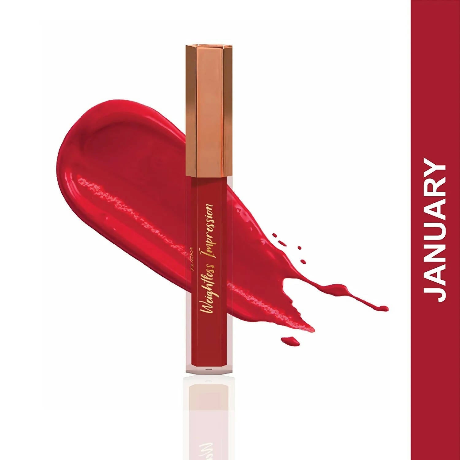 FLiCKA Weightless Impression 01 January - Red Matte Finish Liquid Lipstick | Grocsy