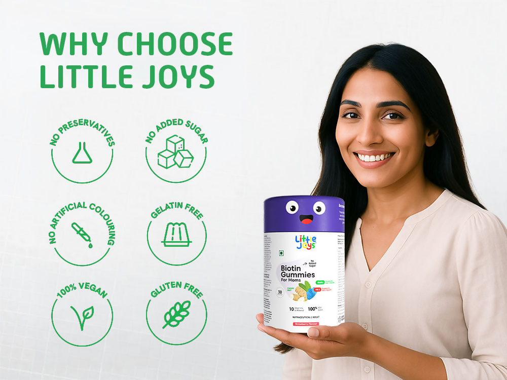 Little Joys Biotin Hair Gummies Strawberry Flavor For Moms | Grocsy
