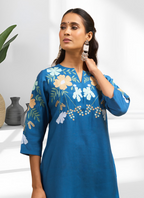 Joban Fashion Teal Silk Embroidered Readymade Cord Set | Grocsy