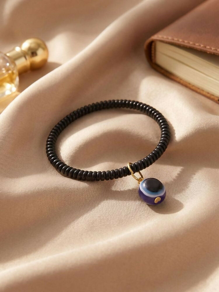NVR Black Evil Eye Spring Ring Bracelet for Men & Women | Grocsy