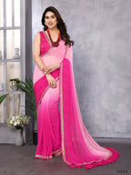 Designer Partywear Pink Georgette Fancy Saree - Kanak | Grocsy
