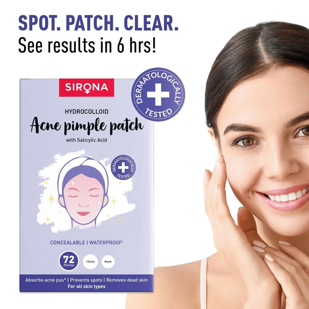 Sirona Anti Acne Pimple Patches For Face with 0.5% Salicylic Acid Invisible Facial Stickers Cover | Grocsy