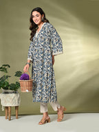 Sangria Printed A-Line Kurta | Grocsy