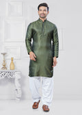 Joban Fashion Men's Jacquard Silk Green Printed Kurta Pyjama set | Grocsy