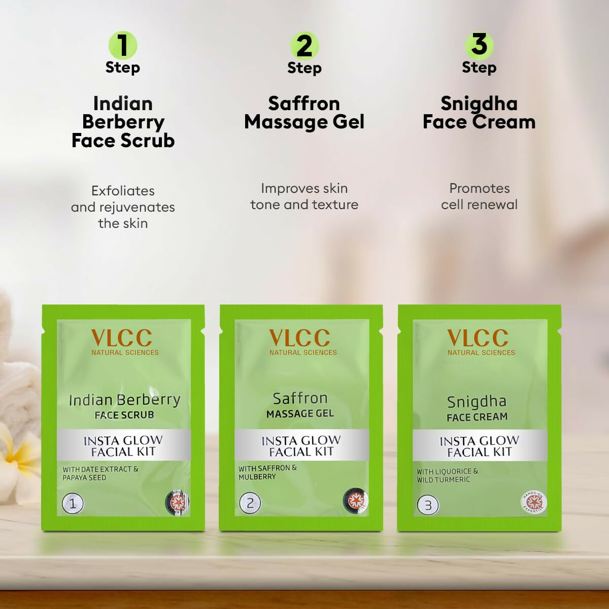 VLCC Salon Series Insta Glow Facial Kit (6 Facials) For Premature Ageing, Youthful Glow Facial Kit | Grocsy